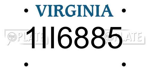 1II6885 Virginia License Plate