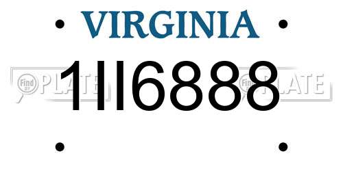 1II6888 Virginia License Plate