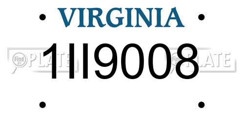 1II9008 Virginia License Plate