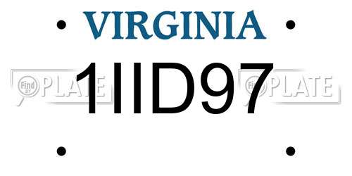 1IID97 Virginia License Plate