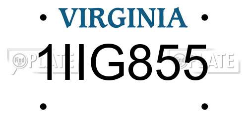 1IIG855 Virginia License Plate