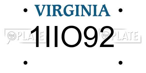 1IIO92 Virginia License Plate