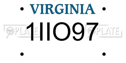 1IIO97 Virginia License Plate