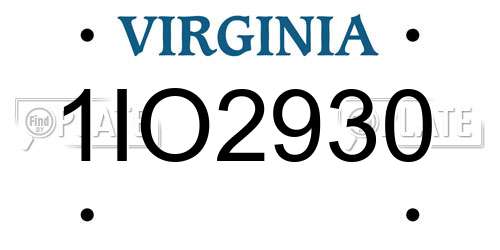 1IO2930 Virginia License Plate