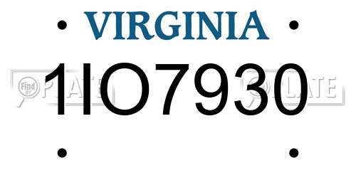 1IO7930 Virginia License Plate
