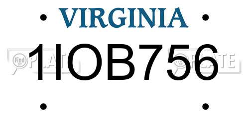 1IOB756 Virginia License Plate