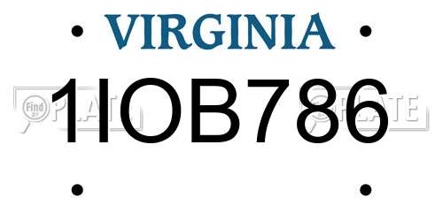 1IOB786 Virginia License Plate