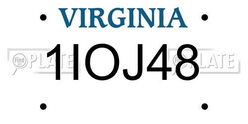 1IOJ48 Virginia License Plate