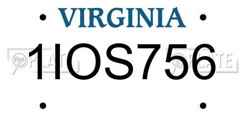 1IOS756 Virginia License Plate