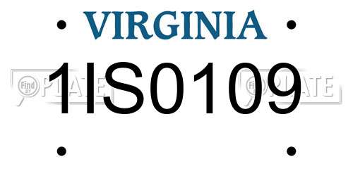 1IS0109 Virginia License Plate