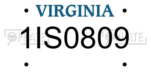 1IS0809 Virginia License Plate