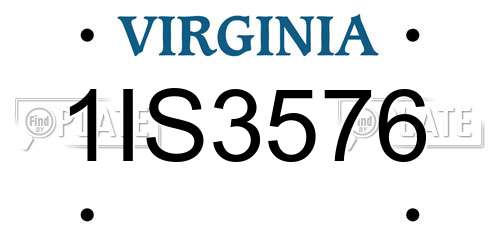 1IS3576 Virginia License Plate