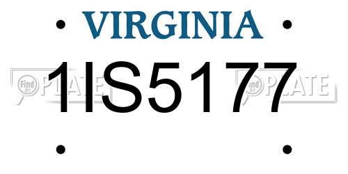1IS5177 Virginia License Plate