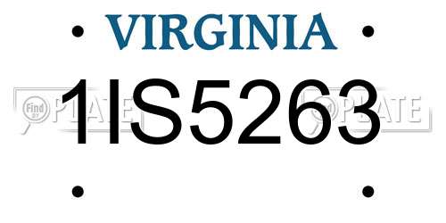 1IS5263 Virginia License Plate