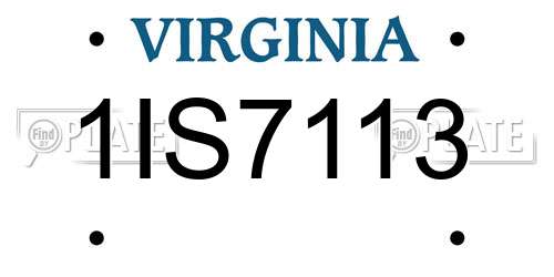 1IS7113 Virginia License Plate