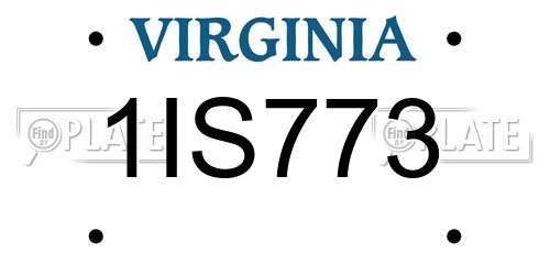 1IS773 Virginia License Plate
