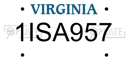 1ISA957 Virginia License Plate