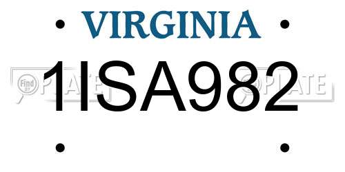 1ISA982 Virginia License Plate