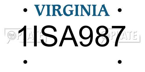 1ISA987 Virginia License Plate