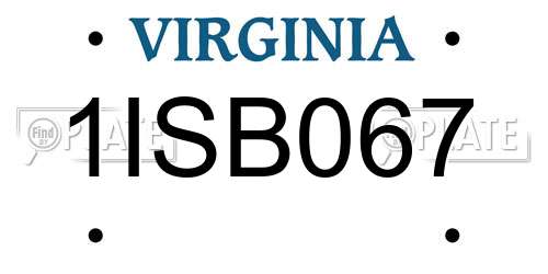 1ISB067 Virginia License Plate