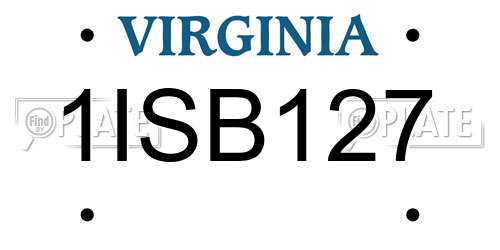 1ISB127 Virginia License Plate