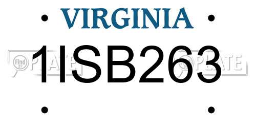 1ISB263 Virginia License Plate