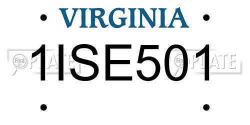 1ISE501 Virginia License Plate