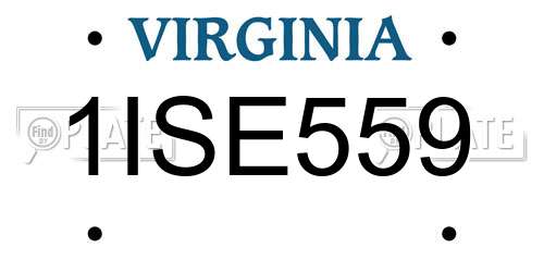 1ISE559 Virginia License Plate