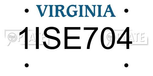 1ISE704 Virginia License Plate