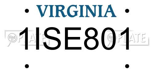 1ISE801 Virginia License Plate