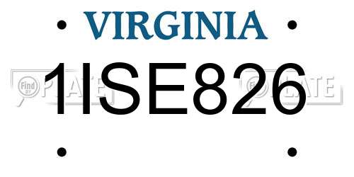 1ISE826 Virginia License Plate