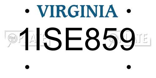 1ISE859 Virginia License Plate