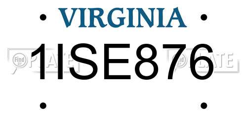 1ISE876 Virginia License Plate