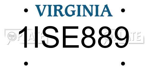 1ISE889 Virginia License Plate