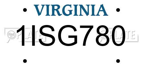 1ISG780 Virginia License Plate