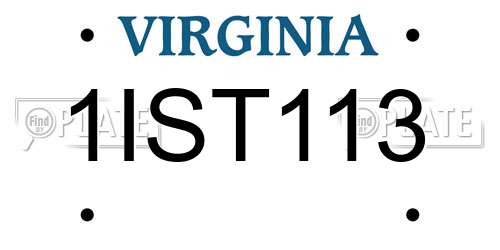 1IST113 Virginia License Plate