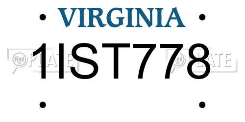 1IST778 Virginia License Plate