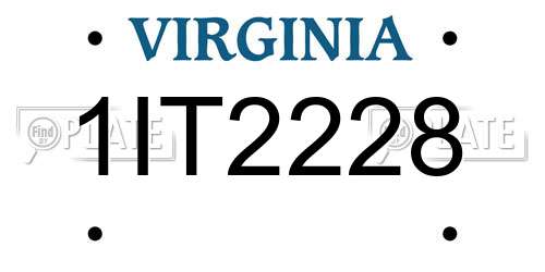 1IT2228 Virginia License Plate