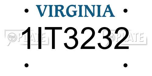 1IT3232 Virginia License Plate