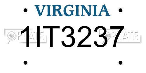 1IT3237 Virginia License Plate