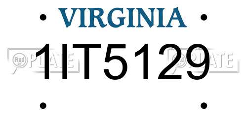 1IT5129 Virginia License Plate