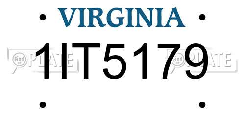 1IT5179 Virginia License Plate