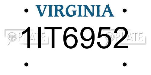 1IT6952 Virginia License Plate
