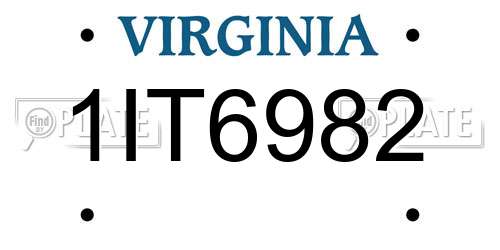 1IT6982 Virginia License Plate