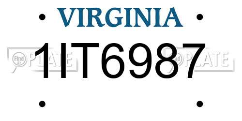 1IT6987 Virginia License Plate