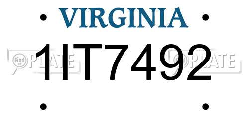 1IT7492 Virginia License Plate