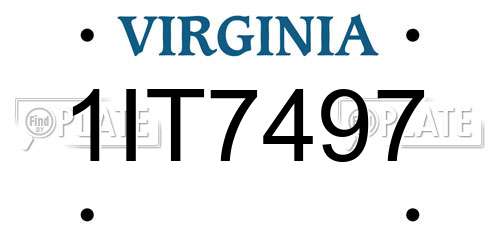 1IT7497 Virginia License Plate