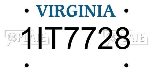 1IT7728 Virginia License Plate