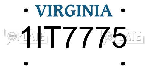 1IT7775 Virginia License Plate