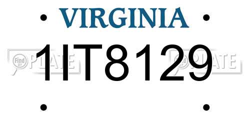 1IT8129 Virginia License Plate